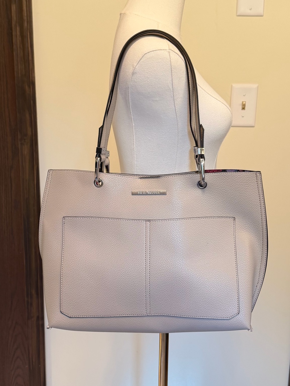Women's Taupe Large Structured Tote Bag